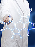 Researcher pointing at Molecules