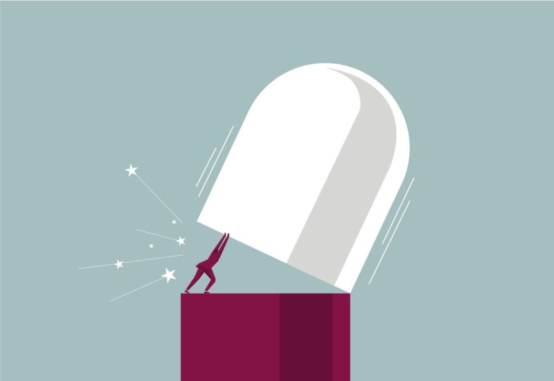 Holding up a pill capsule vector art